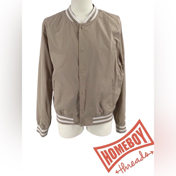 Goodfellow & Co Tan Bomber Jacket with Ribbed Details - Picture 1 of 4
